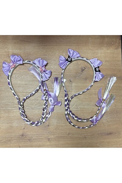 BUCHE Kuromi örgülü saçlı fiyonklu taç