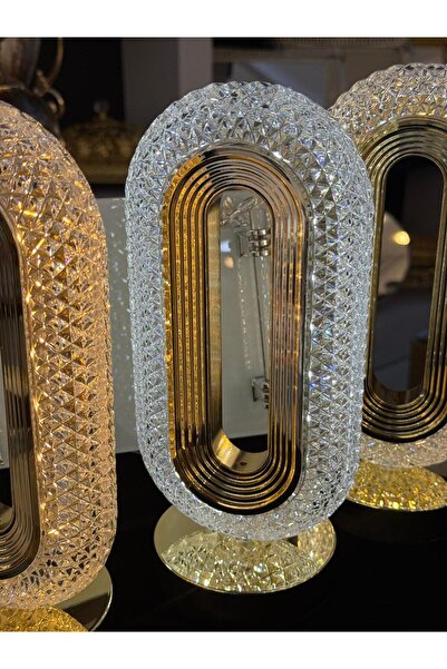 LOKMAN ZÜCCACİYE KRİSTAL DOKUNMATİK ŞARJLI LED MASA LAMBASI 3 RENLİ