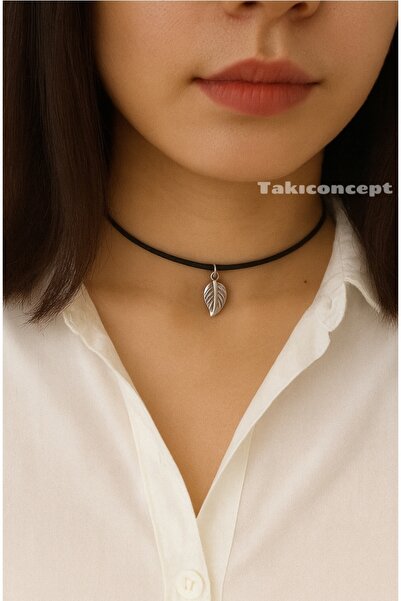 TakıConcept Yaprak Sallantılı İp Choker Kadın Kolye