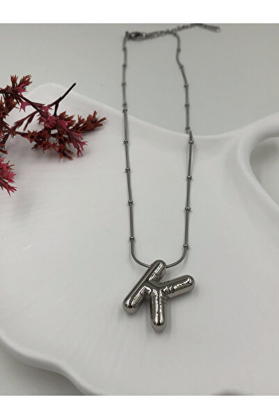 fmaccesories قلادة بالون على شكل حرف K من الفولاذ، قلادة حرف مضادة للحساسية، ...