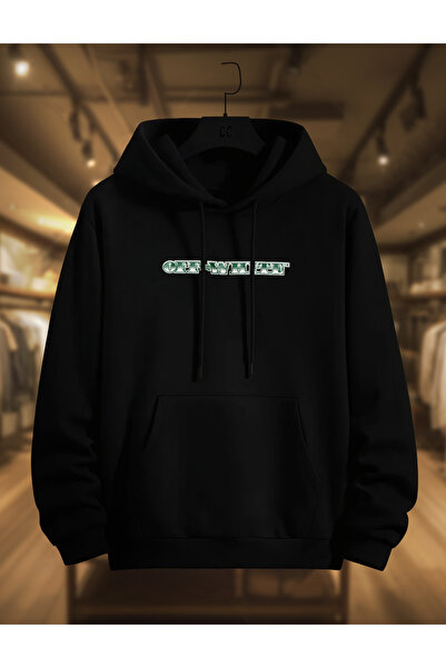 SELF CONTROL Hanorac gros de iarnă |   Imprimat cu bani alb-negru