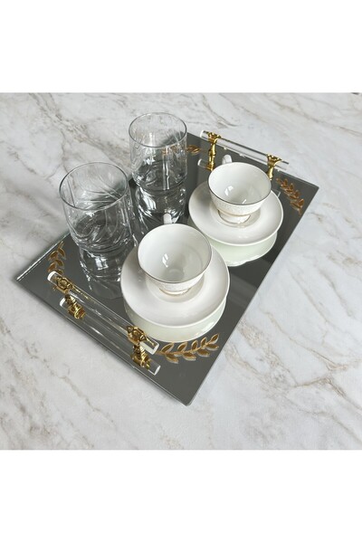 Online Home Market Cam Tepsi Söz , Nişan, Kız İsteme , Kahve Sunum Tepsisi ( 1 Adet 24 x35 cm )