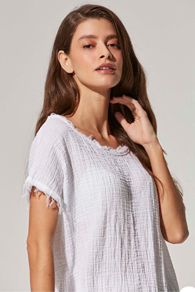 White By Nature Μπλούζα με διπλή όψη από μουσελίνα Wbn