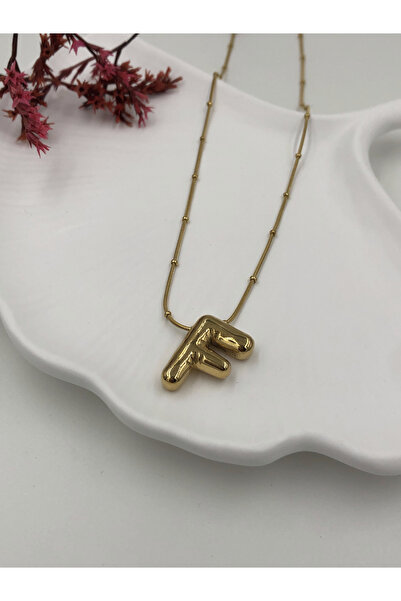 fmaccesories قلادة بالون على شكل حرف F من الفولاذ، قلادة حروف مضادة للحساسية،...