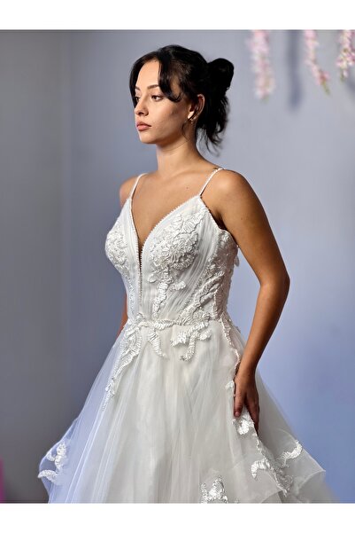 MEDUSA Orion Üç Boyutlu Dantel Detaylı A Kesim Gelinlik ( düğün, nikah, gelin...