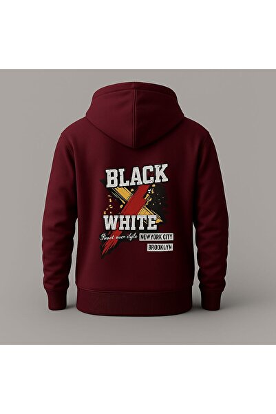 MELOOX Hanorac cu glugă cu imprimeu grafic cu slogan New York – îmbrăcăminte ...