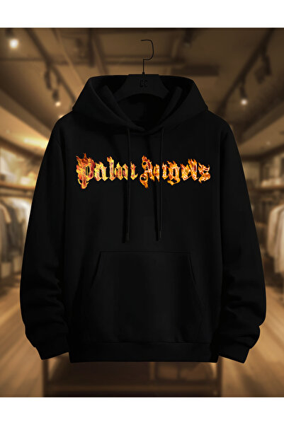 SELF CONTROL Hanorac gros de iarnă | Imprimat cu flacără de palmier