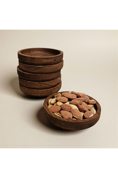 Demwood Altılı Yuvarlak Ahşap Çerezlik Bardak Altlığı