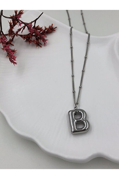 fmaccesories قلادة بالون على شكل حرف B من الفولاذ، قلادة حروف مضادة للحساسية،...