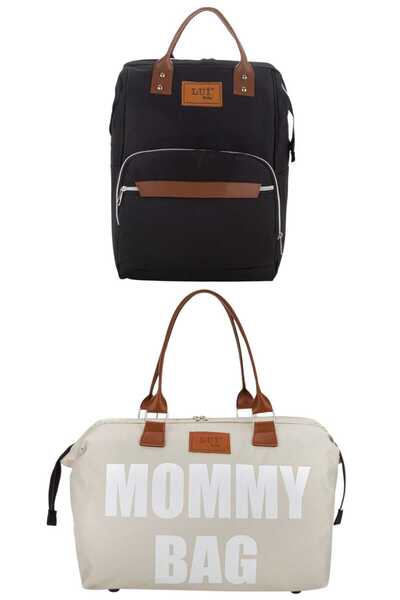 Lui Baby حقيبة ظهر للعناية بالطفل مع حامل وحقيبة كتف للأم، طقم من قطعتين