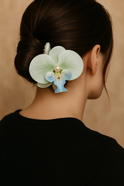 Emsay Store Agrafă de păr cu flori de orhidee – Accesoriu de păr elegant pentru femei cu detalii de perle