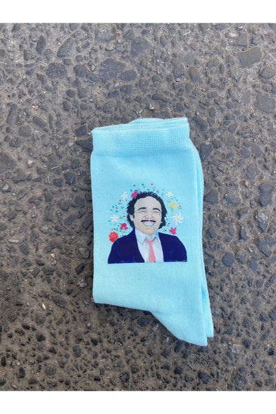 Namgo Bamboo Seamless Socks Blue Painting Burhan Altıntop European Coast
