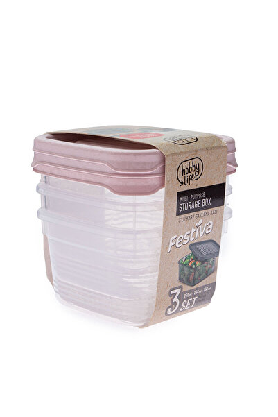 HOBBY LİFE Δοχείο αποθήκευσης Festiva Square 250ml - Ροζ