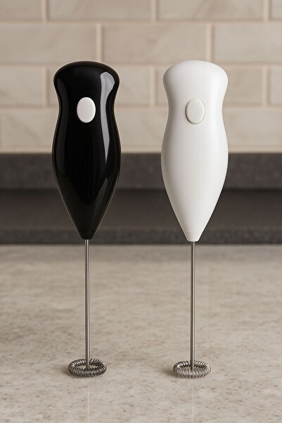 Kırmızı Beyaz Home Pilli Süt Köpürtücü Kahve Mikseri Çelik Tel Köpük Yapıcı –...