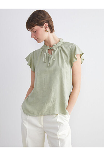 LC Waikiki I Tied-Neck Roba Collar Textured Blouse from Freezen Store
