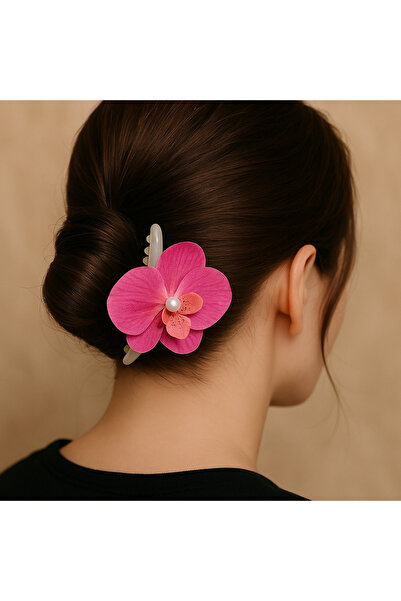 Emsay Store Agrafă de păr cu flori de orhidee – Accesoriu de păr elegant pentru femei cu detalii de perle