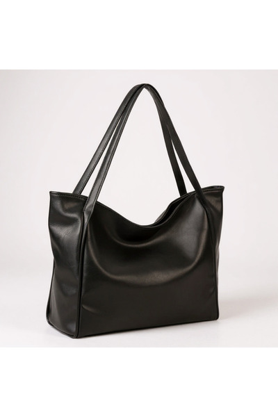 Arda Ege Women's Black Soft Faux Leather Handbag and Shoulder Bag