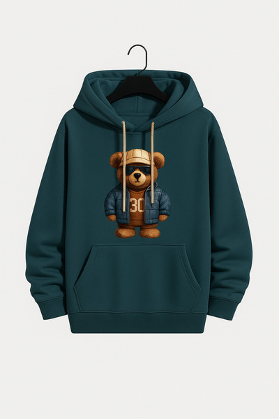 CLASSY.MODA Unisex Hooded Printed Sweatshirt |   Teddy Bear Patterned Comfort...