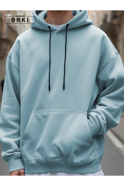 EFFRENATU Light Blue Oversize Hooded Sweatshirt Hoodie