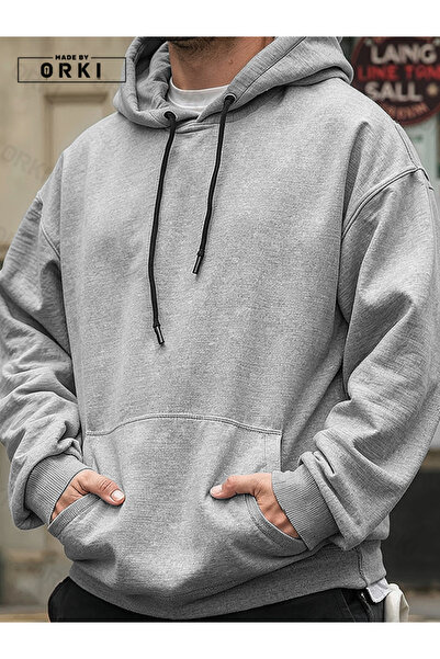 EFFRENATU Γκρι oversized με κουκούλα Φούτερ με κουκούλα