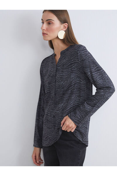 LC Waikiki Artı New Season Cropped Collar Patterned Blouse