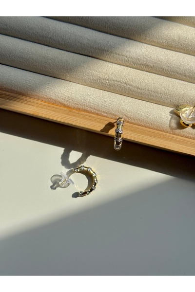 YOUES JEWELRY 316l Çelik 14 K Renk MİX Lüx Çift Renk Gold Silver VIP Seri Premium Kadın Küpe