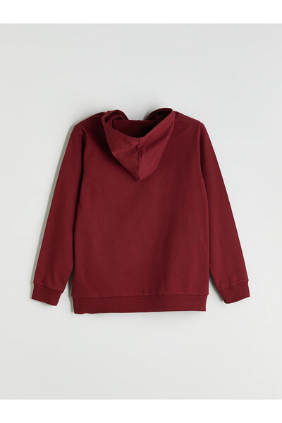 LC Waikiki LCW ECO Bordo Kapüşonlu Barcelona Baskılı Erkek Çocuk Eşofman Takımı