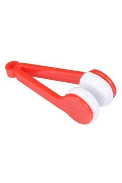 Mercaton Instrument with 2 microfiber heads for cleaning and maintaining eyeglass lenses, 72 cm, Red