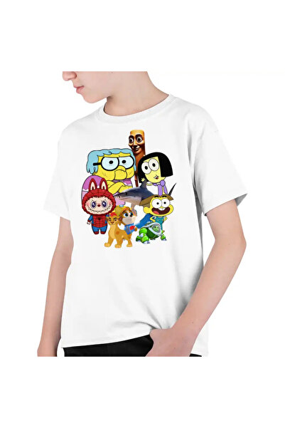 OEM Tricou Copii Baieti Familia Green Labubu Paienjenel Tung Sahur Robogobo