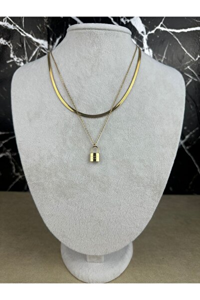 Mutenaura قلادة فولاذية مزدوجة مع شكل قفل