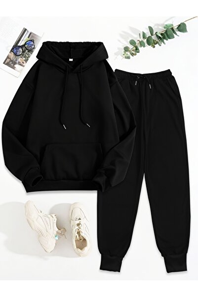 MODAVİBE Σετ φόρμας unisex με κουκούλα – Φούτερ με τσέπες καγκουρό & παντελόν...