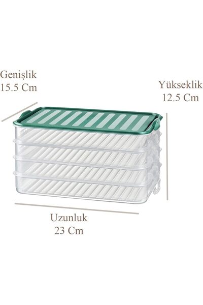 Pazar Kapısı 4-Piece Clip-On Refrigerator Organizer Freezer-Microwave Compatible Storage Container 4 X 750 ml