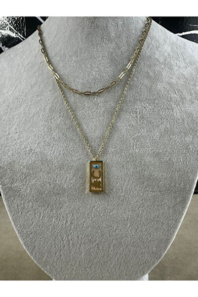 Mutenaura قلادة الحظ من الفولاذ بتصميم مزدوج