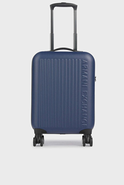 Armani Exchange 4G Kabartmalı Logolu Çift Fermuarlı Kabin Boy Valiz Erkek VAL...