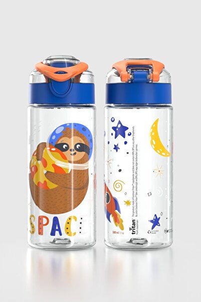 Renga قارورة مياه للأطفال من ساغا سبيس بنمط مميز سعة 500 مل مصنوعة من التريتان 912014 باللون الأزرق والبرتقالي