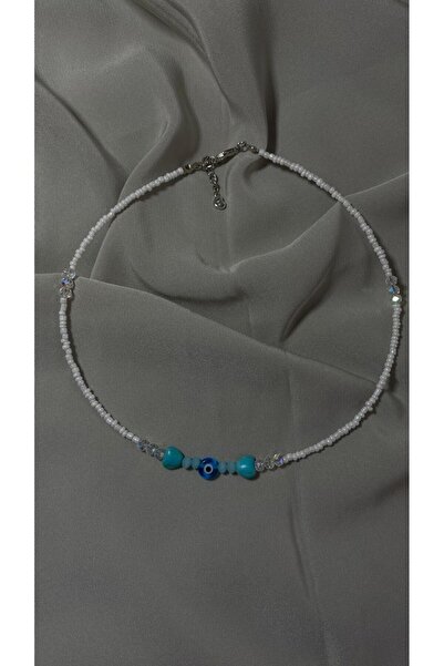 Menessa World Handmade Evil Eye Beaded Turquoise Beaded Necklace