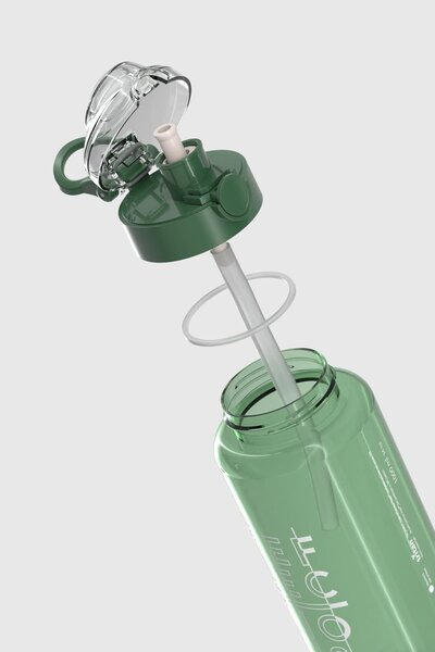 Renga Saga Loop Yazı Desenli 1000 ml Pipetli Tritan Matara 912173 Yeşil