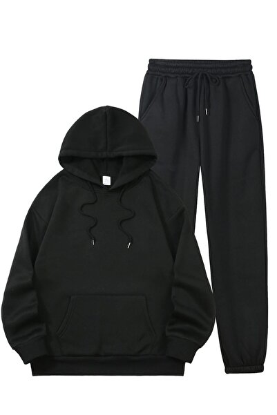 Leader leather Set de trening unisex cu glugă – Bluză sport cu buzunar cangur...