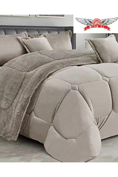 MİNG Lİ Single Winter Comforter, two-sided system, velvet side & fur side - 4-piece Comforter set, 230x170cm