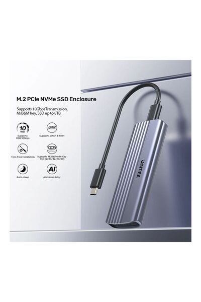 Unitek M.2 NVME SSD Enclosure 10Gbps | S1241B