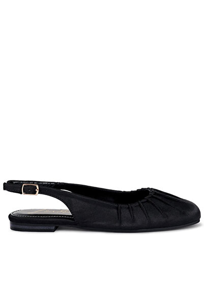 london Rag Women Satin Square Toe Flat Slingbacks in Black