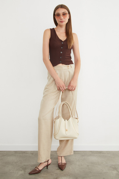 Fulla Moda Buttoned V-Neck Zero Sleeve Vest