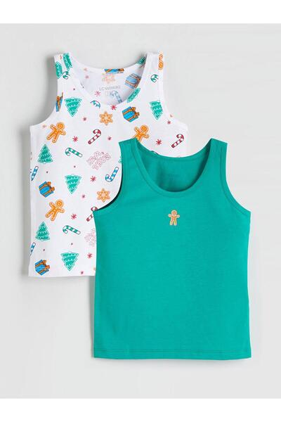 LC Waikiki Crew Neck Printed Boys' Undershirt 2-Piece (W5)