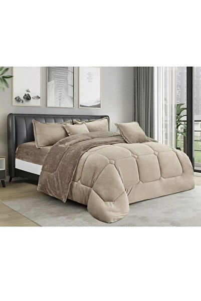 MİNG Lİ Winter double Comforter, two-sided system, velvet side & fur side - 6-piece Comforter set, 250x230cm