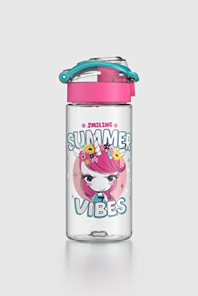 Renga Saga Patterned 500 ml Tritan Children's Water Bottle 912014 Pink-Turquoise