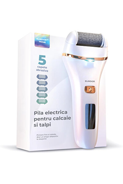 Elindor ® Electric Foot and Heel File, Digital Display, LED, USB Charging, Waterproof, White