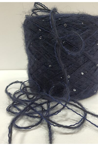 İPLİKOUTLET Lacivert Tiftik Lase Gümüş Pullu Karışım 200 Gram