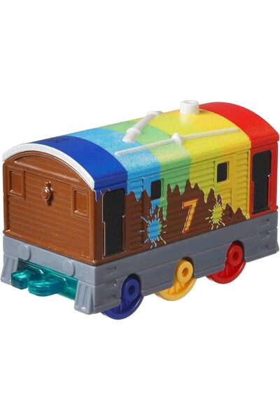 Thomas&Friends Rainbow Toby Push-Along Train Engine for Preschool Kids Ages 3+