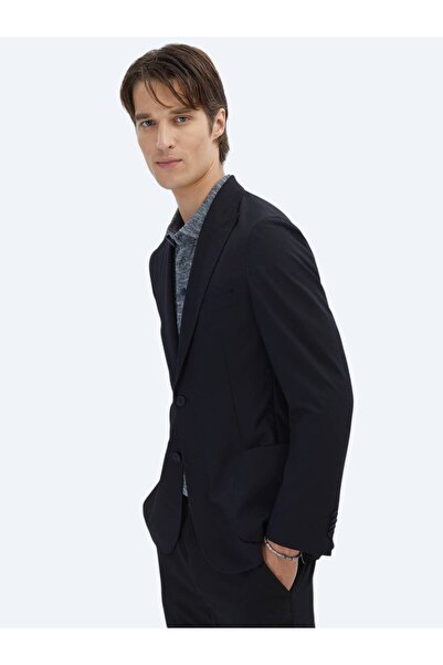 Kip Black Patterned Modern Fit Jacket