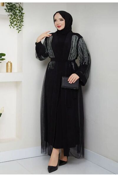 RABİA STORE Taşlı Abaya Takım